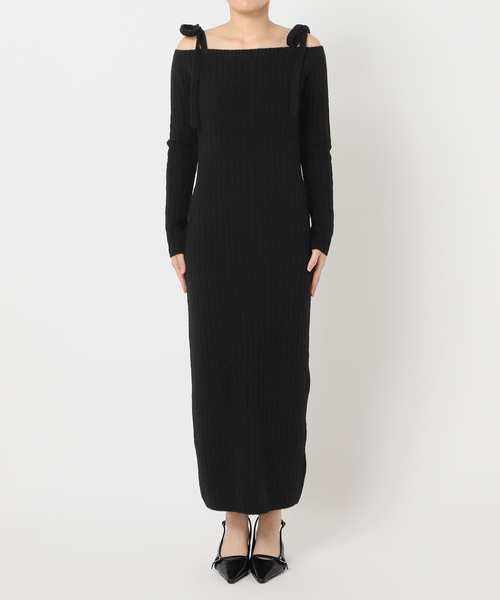 U by SPICK&SPAN（ユーバイスピックアンドスパン）の「オフショルリボンニットワンピース（ワンピース・レディース・ホワイト/ブラック・36/38）」の21枚目の写真