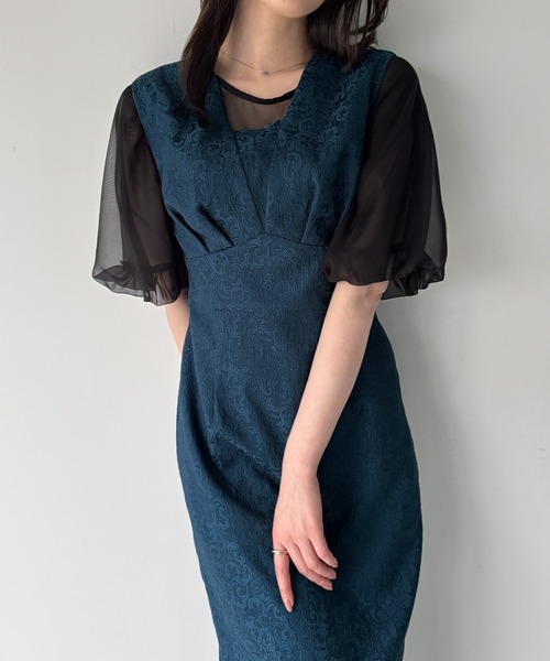 JUNOAH（ジュノア）の「ジャガードバックレースアップジャンスカ（ジャンパースカート・レディース・ネイビー/ブラック/ライトベージュ・SMALL/MEDIUM/LARGE）」の3枚目の写真