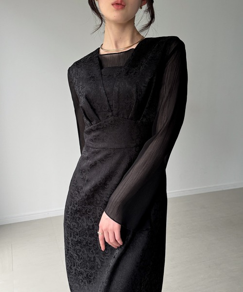 JUNOAH（ジュノア）の「ジャガードバックレースアップジャンスカ（ジャンパースカート・レディース・ネイビー/ブラック/ライトベージュ・SMALL/MEDIUM/LARGE）」の8枚目の写真