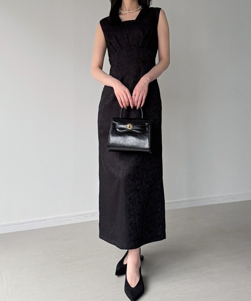 JUNOAH（ジュノア）の「ジャガードバックレースアップジャンスカ（ジャンパースカート・レディース・ネイビー/ブラック/ライトベージュ・SMALL/MEDIUM/LARGE）」の9枚目の写真