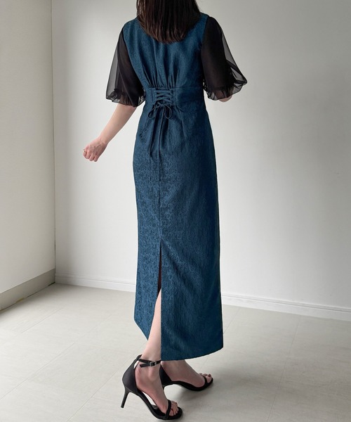 JUNOAH（ジュノア）の「ジャガードバックレースアップジャンスカ（ジャンパースカート・レディース・ネイビー/ブラック/ライトベージュ・SMALL/MEDIUM/LARGE）」の13枚目の写真