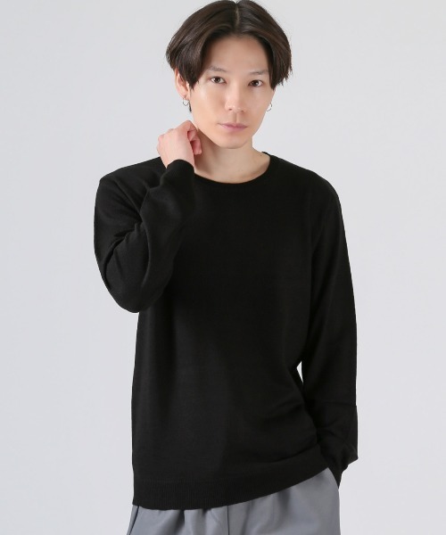 LUXSTYLE(ラグスタイル)の「カシミヤタッチクルーネックニット(ニット/セーター・メンズ・ホワイト/ブラック/チャコールグレー・M/XL/L)」の4枚目の写真