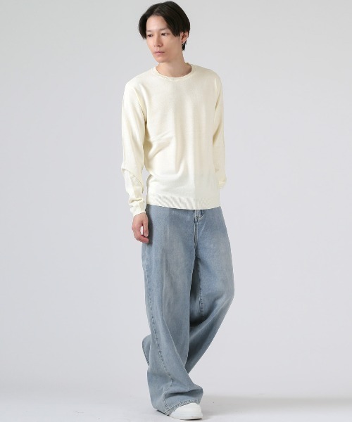 LUXSTYLE(ラグスタイル)の「カシミヤタッチクルーネックニット(ニット/セーター・メンズ・ホワイト/ブラック/チャコールグレー・M/XL/L)」の7枚目の写真