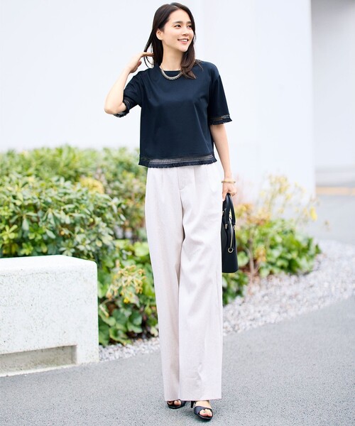 自由区(ジユウク)の「リネンストレッチワイド パンツ(その他パンツ・レディース・カーキ系/ベージュ系/アイボリー系・32)」の7枚目の写真