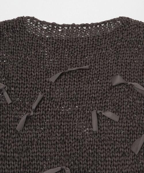 KBF（ケイビーエフ）の「テープヤーンリボンオーバーニット（ニット/セーター・レディース・ライトカーキ/ダークブラウン/アイボリー・ONE）」の19枚目の写真