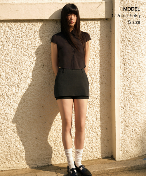 MUSINSA STANDARD WOMAN（ムシンサスタンダードウーマン）の「ウィメンズレイヤードミニスカート[チャコールグレー]（スカート・レディース・その他・LARGE/SMALL/MEDIUM/X-SMALL）」の5枚目の写真