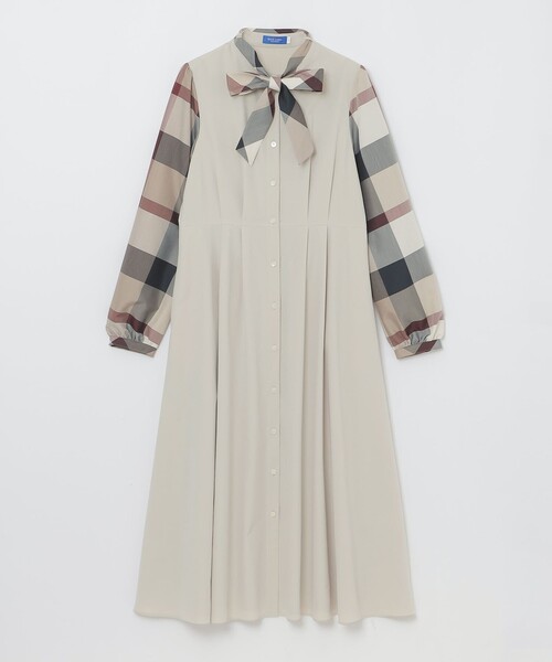 BLUE LABEL CRESTBRIDGE(ブルーレーベルクレストブリッジ)の「チェックスリーブドレス(ワンピース・レディース・ダークネイビー/ベージュ系その他・38/36)」の4枚目の写真