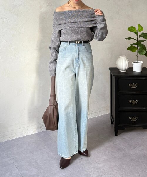 Thevon（ゼボン）の「ラメオフショルニット（ニット/セーター・レディース・チャコールグレー/サックスブルー/ベージュ・FREE）」の8枚目の写真