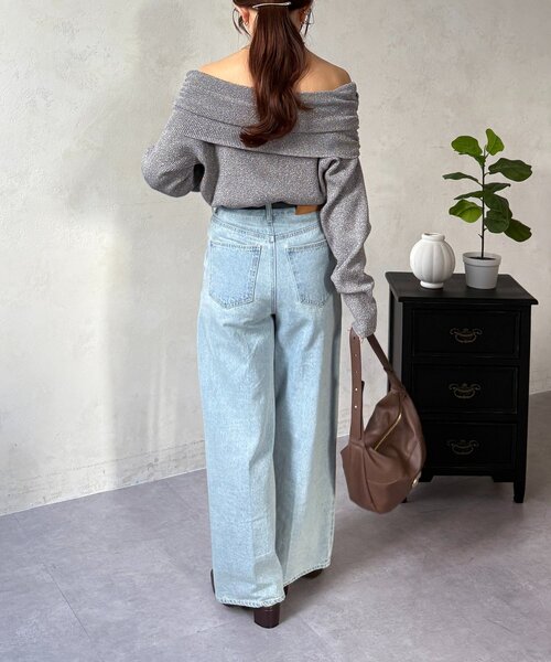 Thevon（ゼボン）の「ラメオフショルニット（ニット/セーター・レディース・チャコールグレー/サックスブルー/ベージュ・FREE）」の10枚目の写真