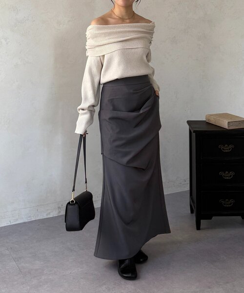 Thevon（ゼボン）の「ラメオフショルニット（ニット/セーター・レディース・チャコールグレー/サックスブルー/ベージュ・FREE）」の15枚目の写真