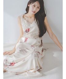 SNIDEL | レーストリムプリントキャミワンピース(ワンピース)