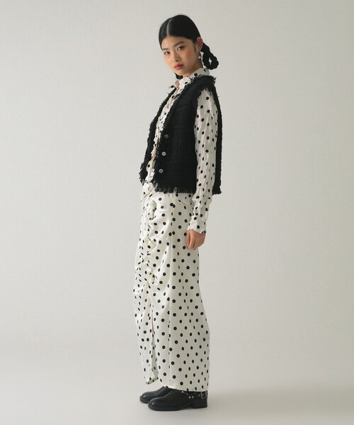 Ray BEAMS（レイビームス）の「ツイード ニット ベスト（ベスト・レディース・ブラック/オフホワイト・ONE SIZE）」の6枚目の写真