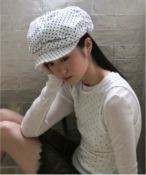 Vini（ヴィニ）の「ドット柄ボリュームキャスケット（キャスケット・レディース・ホワイト・FREE）」の3枚目の写真