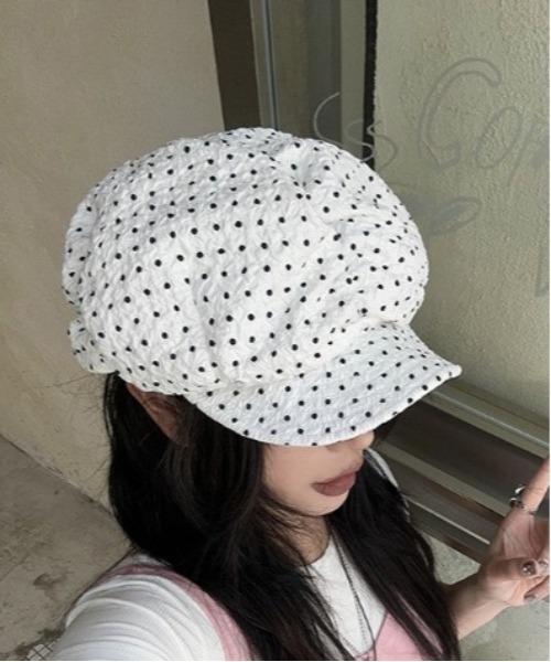 Vini（ヴィニ）の「ドット柄ボリュームキャスケット（キャスケット・レディース・ホワイト・FREE）」の4枚目の写真