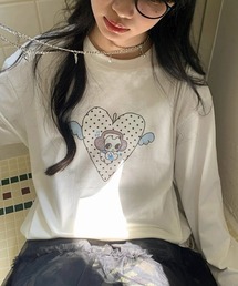 可愛いフロントハート柄ロンT