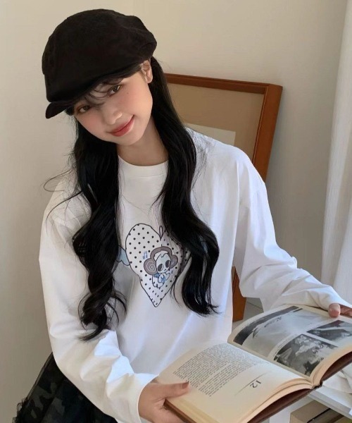 ViViDAY(ビビデー)の「可愛いフロントハート柄ロンT(Tシャツ/カットソー・レディース・ホワイト・M)」の6枚目の写真