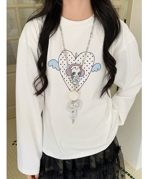 ViViDAY(ビビデー)の「可愛いフロントハート柄ロンT(Tシャツ/カットソー・レディース・ホワイト・M)」の9枚目の写真