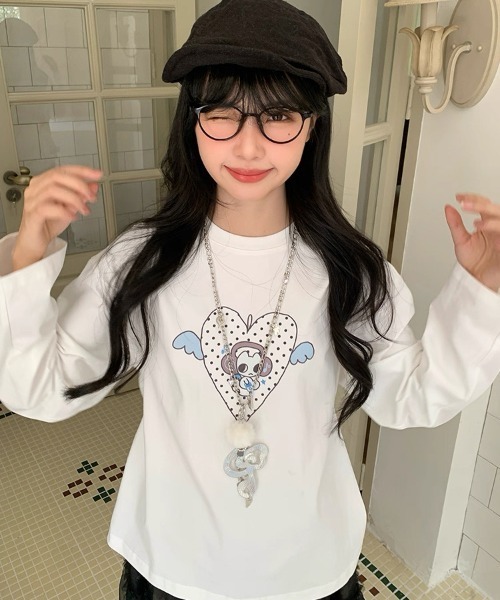 ViViDAY(ビビデー)の「可愛いフロントハート柄ロンT(Tシャツ/カットソー・レディース・ホワイト・M)」の10枚目の写真
