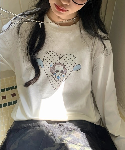 ViViDAY(ビビデー)の「可愛いフロントハート柄ロンT(Tシャツ/カットソー・レディース・ホワイト・M)」の3枚目の写真