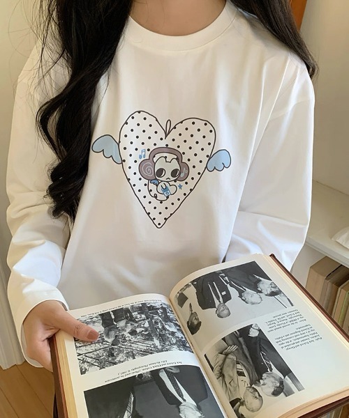 ViViDAY(ビビデー)の「可愛いフロントハート柄ロンT(Tシャツ/カットソー・レディース・ホワイト・M)」の11枚目の写真