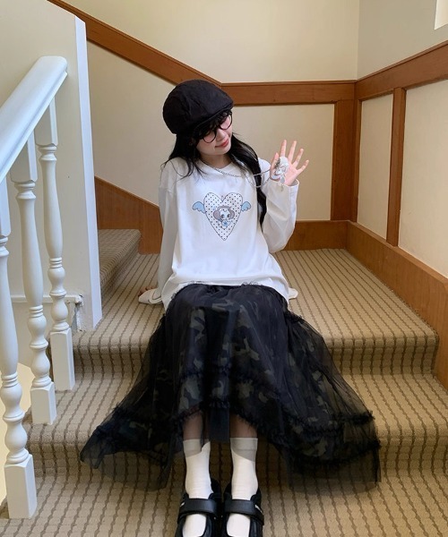 ViViDAY(ビビデー)の「可愛いフロントハート柄ロンT(Tシャツ/カットソー・レディース・ホワイト・M)」の12枚目の写真