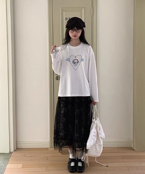 ViViDAY(ビビデー)の「可愛いフロントハート柄ロンT(Tシャツ/カットソー・レディース・ホワイト・M)」の13枚目の写真