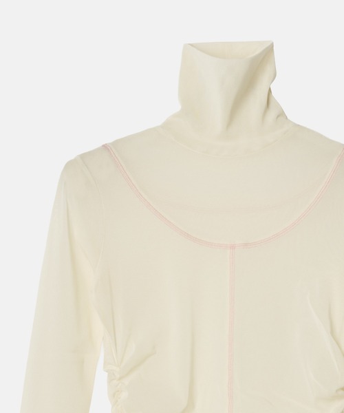 LE CIEL BLEU(ルシェルブルー)の「ハイネックタートルトップ / High Neck Tulle Top(Tシャツ/カットソー・レディース・ホワイト/マルチ/チャコールグレー・36)」の4枚目の写真