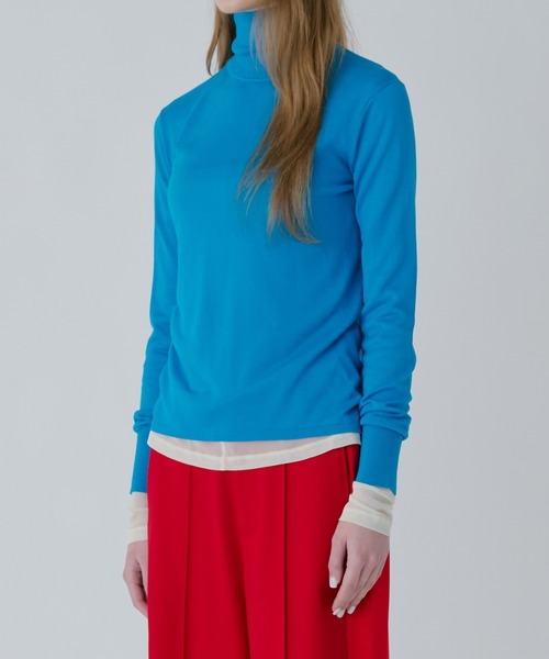 LE CIEL BLEU(ルシェルブルー)の「ハイネックタートルトップ / High Neck Tulle Top(Tシャツ/カットソー・レディース・ホワイト/マルチ/チャコールグレー・36)」の8枚目の写真