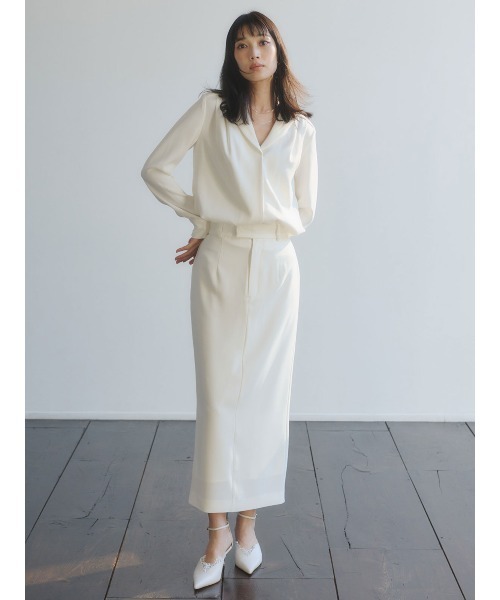 anuans（アニュアンス）の「ダブルサテンナロースカート（スカート・レディース・ネイビー/サックスブルー/ホワイト系その他4・XS/S/M）」の4枚目の写真