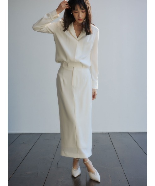 anuans（アニュアンス）の「ダブルサテンナロースカート（スカート・レディース・ネイビー/サックスブルー/ホワイト系その他4・XS/S/M）」の5枚目の写真