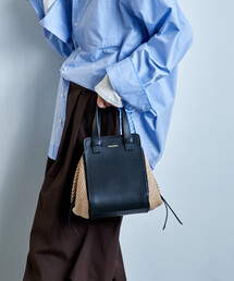 FREAK'S STORE | VIOLAd’ORO/ヴィオラドーロ SANDRO/ラフィアシートサイドファスナー トートバッグ/V-9023/レザーハンドル かごバッグ/V-9023(ハンドバッグ)