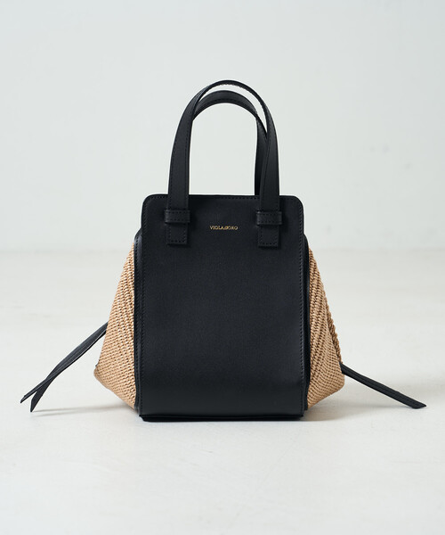 FREAK'S STORE（フリークスストア）の「VIOLAd’ORO/ヴィオラドーロ SANDRO/ラフィアシートサイドファスナー トートバッグ/V-9023/レザーハンドル かごバッグ/V-9023（ハンドバッグ・レディース・ナチュラル・ONE SIZE）」の7枚目の写真