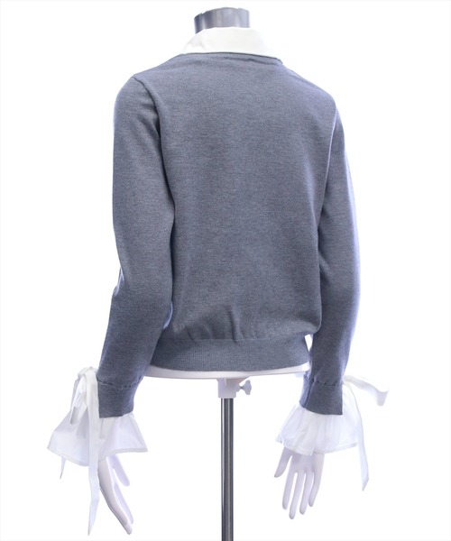 CLEAR BASIC（クリアベーシック）の「シャツレイヤード風袖口リボンニットトップス[大人 フェミニン 上品]（ニット/セーター・レディース・レッド/グレー/ブラック・F）」の20枚目の写真