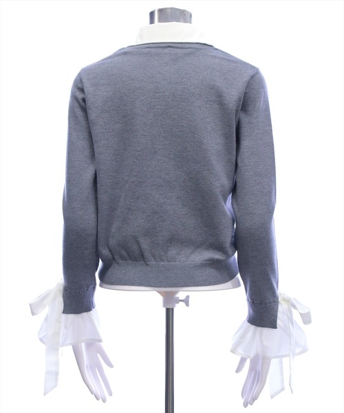 CLEAR BASIC（クリアベーシック）の「シャツレイヤード風袖口リボンニットトップス[大人 フェミニン 上品]（ニット/セーター・レディース・レッド/グレー/ブラック・F）」の21枚目の写真