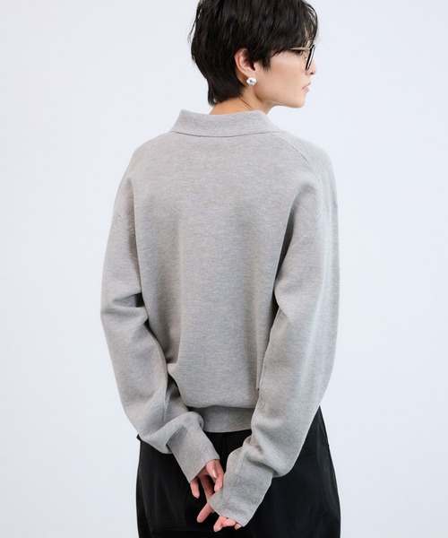 BARNYARDSTORM（バンヤードストーム）の「BARNYARDSTORM / スムースポロニット / ハンドウォッシャブル（ニット/セーター・レディース・ベージュ/グレー・FREE）」の8枚目の写真