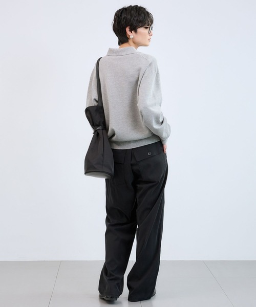 BARNYARDSTORM（バンヤードストーム）の「BARNYARDSTORM / スムースポロニット / ハンドウォッシャブル（ニット/セーター・レディース・ベージュ/グレー・FREE）」の17枚目の写真