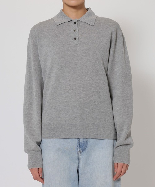 BARNYARDSTORM（バンヤードストーム）の「BARNYARDSTORM / スムースポロニット / ハンドウォッシャブル（ニット/セーター・レディース・ベージュ/グレー・FREE）」の19枚目の写真