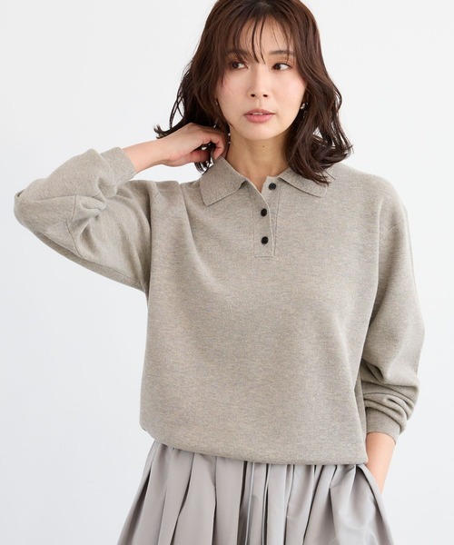 BARNYARDSTORM（バンヤードストーム）の「BARNYARDSTORM / スムースポロニット / ハンドウォッシャブル（ニット/セーター・レディース・ベージュ/グレー・FREE）」の10枚目の写真