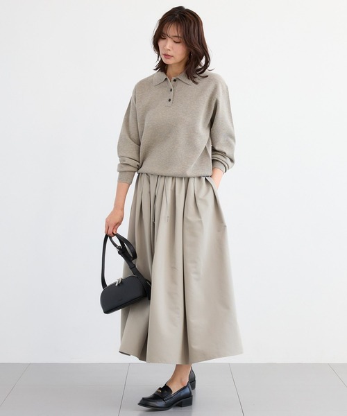 BARNYARDSTORM（バンヤードストーム）の「BARNYARDSTORM / スムースポロニット / ハンドウォッシャブル（ニット/セーター・レディース・ベージュ/グレー・FREE）」の14枚目の写真