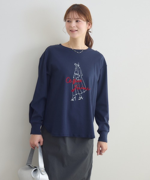 KATHARINE ROSS(キャサリンロス)の「【KATHARINE ROSS】J′aimeロンT(Tシャツ/カットソー・レディース・ネイビー/オフホワイト・FREE)」の7枚目の写真