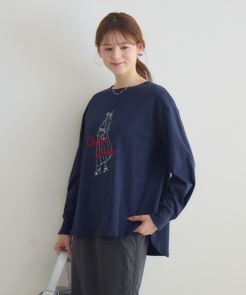 KATHARINE ROSS(キャサリンロス)の「【KATHARINE ROSS】J′aimeロンT(Tシャツ/カットソー・レディース・ネイビー/オフホワイト・FREE)」の8枚目の写真