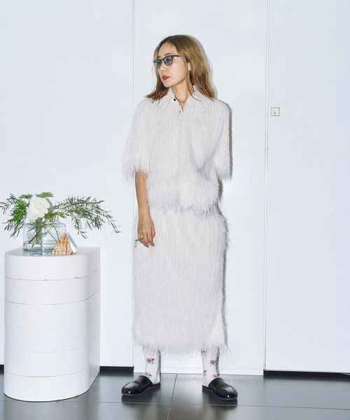 TOGA PULLA（トーガ　プルラ）の「TOGA PULLA FRINGE SKIRT TP261-FG233：スカート（スカート・レディース・ホワイト・36）」の2枚目の写真