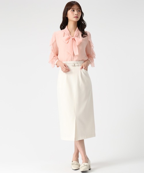 MISCH MASCH（ミッシュマッシュ）の「2026春夏新作 袖フリルラメシアーボウタイブラウス（シャツ/ブラウス・レディース・ピンク/ホワイト/グリーン・ﾌﾘ-）」の14枚目の写真