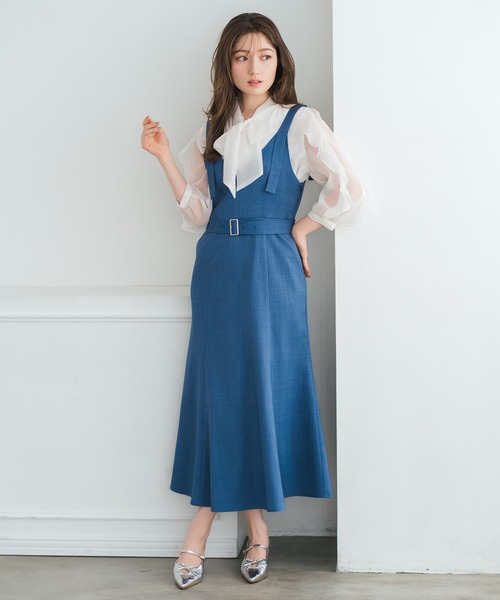 MISCH MASCH（ミッシュマッシュ）の「2026春夏新作 袖フリルラメシアーボウタイブラウス（シャツ/ブラウス・レディース・ピンク/ホワイト/グリーン・ﾌﾘ-）」の6枚目の写真