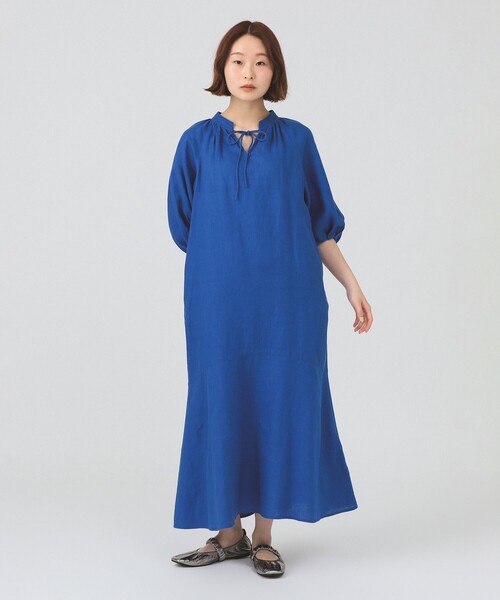 Ray BEAMS(レイビームス)の「リネン バルーンスリーブ ワンピース(ワンピース・レディース・ブルー/ダークブラウン/ブラック・ONE SIZE)」の12枚目の写真