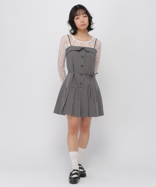 3.3 Field Trip （3.3フィールドトリップ）の「3.3 Field Trip／襟付きプリーツキャミワンピース（ワンピース・レディース・ブラック/グレー・SMALL/MEDIUM）」の3枚目の写真