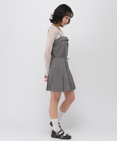 3.3 Field Trip （3.3フィールドトリップ）の「3.3 Field Trip／襟付きプリーツキャミワンピース（ワンピース・レディース・ブラック/グレー・SMALL/MEDIUM）」の4枚目の写真