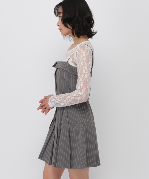 3.3 Field Trip （3.3フィールドトリップ）の「3.3 Field Trip／襟付きプリーツキャミワンピース（ワンピース・レディース・ブラック/グレー・SMALL/MEDIUM）」の7枚目の写真