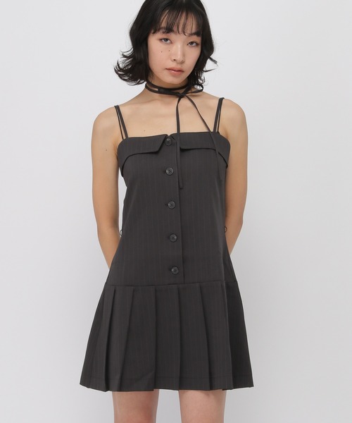 3.3 Field Trip （3.3フィールドトリップ）の「3.3 Field Trip／襟付きプリーツキャミワンピース（ワンピース・レディース・ブラック/グレー・SMALL/MEDIUM）」の13枚目の写真