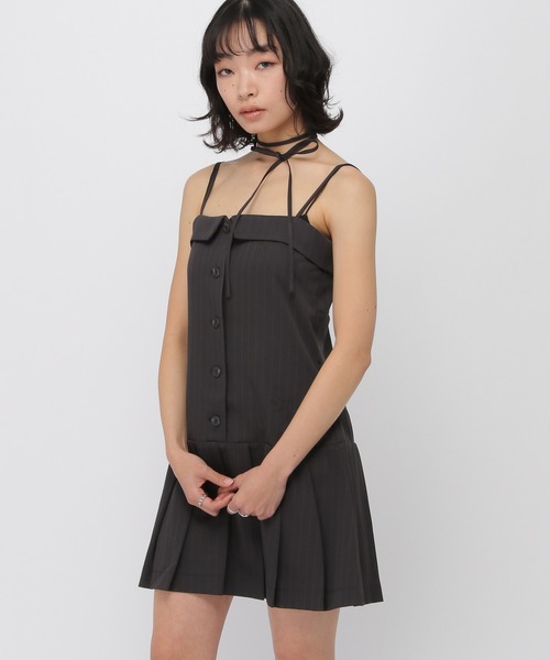 3.3 Field Trip （3.3フィールドトリップ）の「3.3 Field Trip／襟付きプリーツキャミワンピース（ワンピース・レディース・ブラック/グレー・SMALL/MEDIUM）」の14枚目の写真